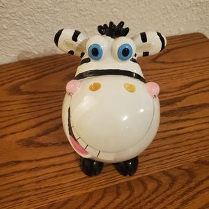 Gift Craft Crazy Dairy Cow Black & White Poly resin  Coin Bank 5”Tall